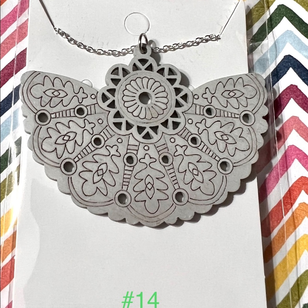 Gray wood pendant necklace